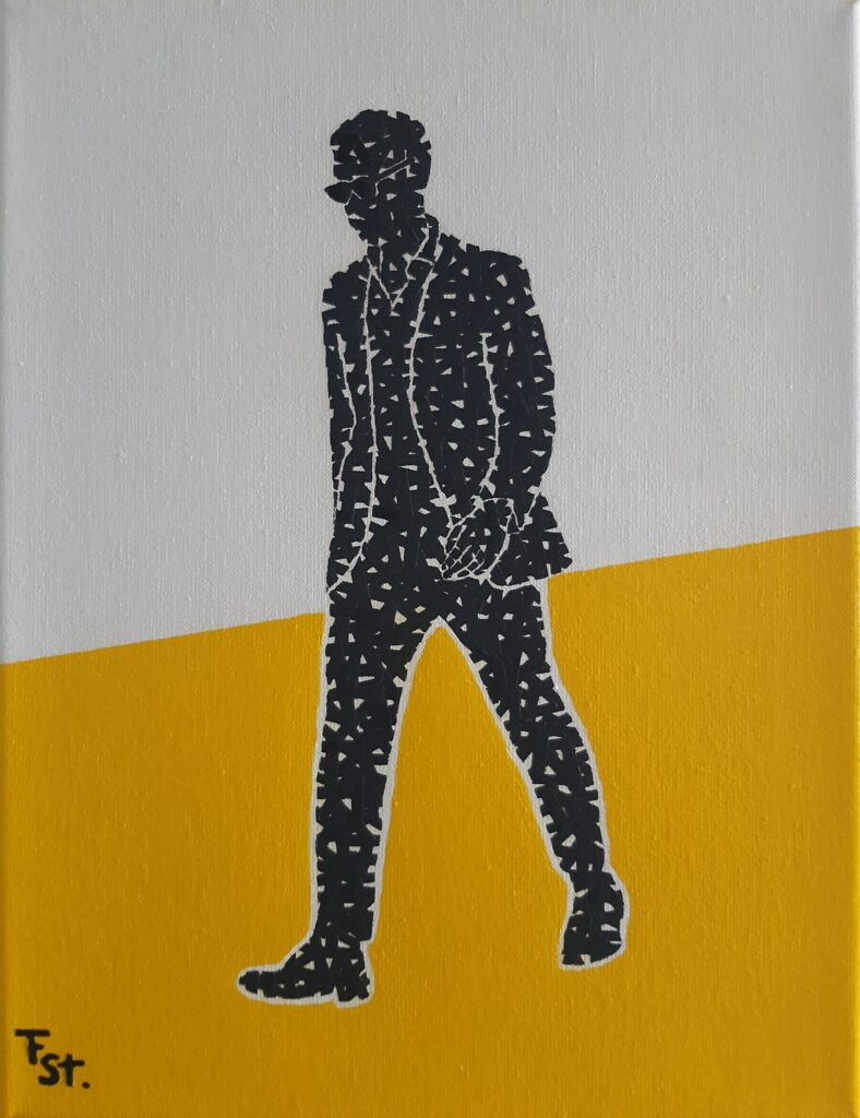 Lopende man 40x30 cm