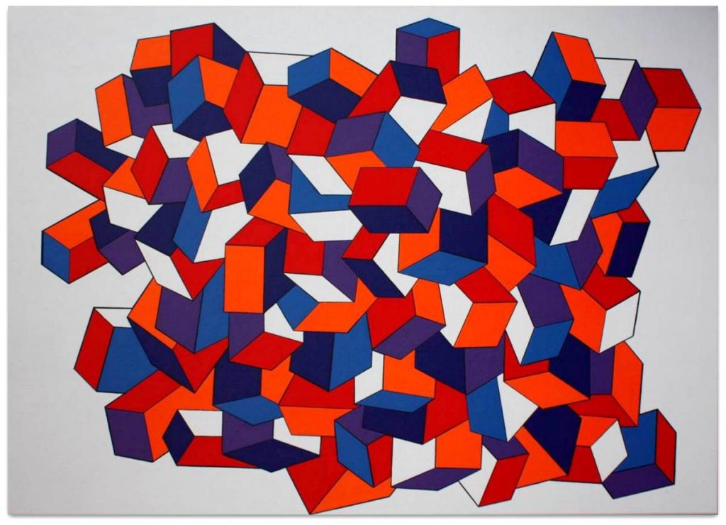 Compositie met meerkleurige kubussen