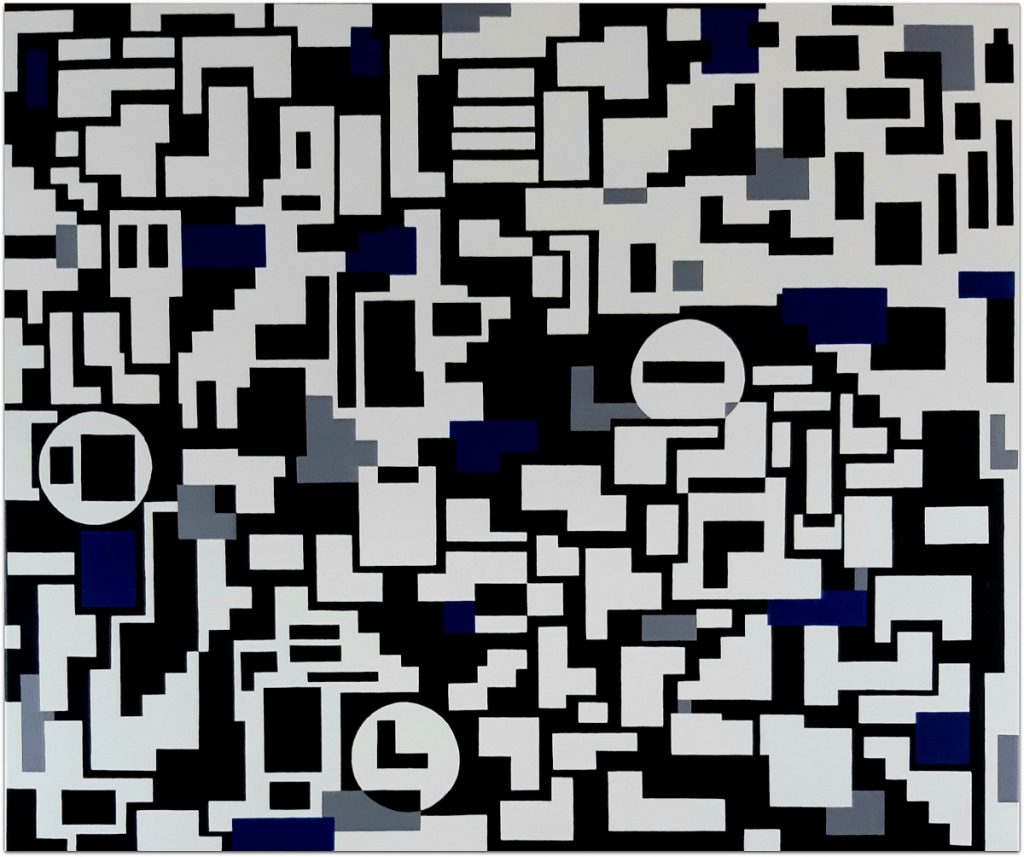 "De fabriek" een abstracte bewerking door Frits Stiemer naar voorbeeld van Theo van Doesburg